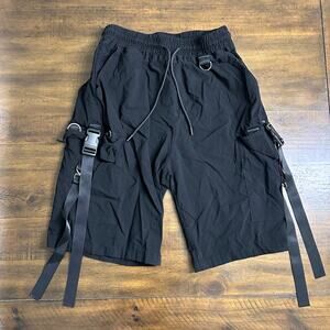 Techwear Tactical Cargo Short Black Strap Buckle Utility Streetwear Cyberpunk XL
